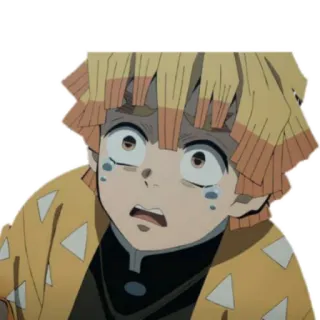 😭 Zenitsu Agatsuma Demon Slayer Anime, Demon Slayer, Zenitsu Agatsuma, Personaje, Impactado, Expresión whatsapp sticker