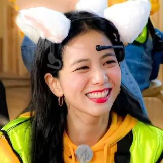✨ Jisoo kpop, певица, девушка, знаменитость, милая, заячьи ушки, улыбается whatsapp sticker