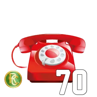 7️⃣ 70 teléfono, rojo, número, vintage, teléfono, dial telegram sticker