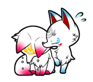 😒 raposa, fofo, kawaii, animal, adesivo, desenho animado, branco whatsapp sticker