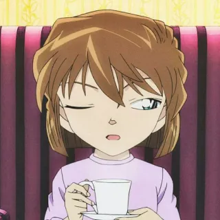 😌 Ran Mouri Detective Conan Ran Mouri, Detektyw Conan, Anime, Dziewczyna, Filiżanka, Spodek, Postać telegram sticker