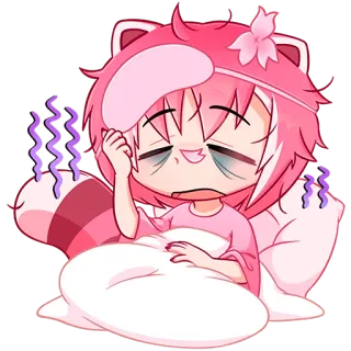 🤕 sick, exhausted, bed, anime, tired, kawaii telegram sticker
