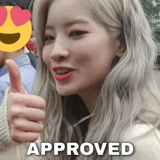 👍 APPROVED approved, thumbs up, woman, kpop, celebration, positive, agreement telegram sticker
