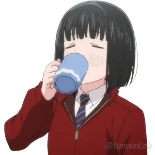 ☕ gadis anime, minum, imut, kartun, wanita telegram sticker