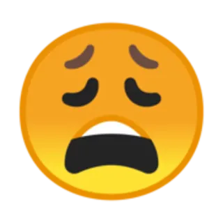 😩 emoji, sad, expression, yellow, face telegram sticker