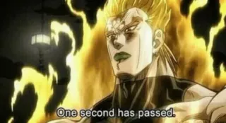 🙁 Dio JoJo's Bizarre Adventure One second has passed. Anime, Mangá, Dio, Jojo's Bizarre Adventure, Vilão, Um segundo se passou telegram sticker