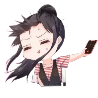 😵‍💫 Kreskówka, Dziewczyna, Telefon, Śmieszne, Ilustracja, Naklejka telegram sticker