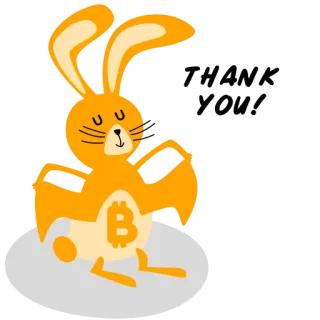 🙏 THANK YOU! bitcoin, crypto, rabbit, thank you, currency, digital, bunny telegram sticker