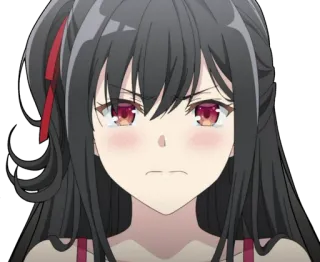 😢 Anime, Mädchen, Wütend, Weinend, Rote Augen telegram sticker