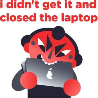 😡 I didn't get it and closed the laptop Ordinateur portable, Ordinateur, Fermeture, Rouge, Diable, Drôle telegram sticker