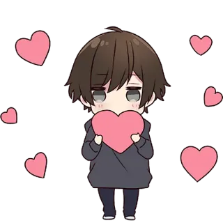 🫶 Anime, Amor, Corazón, Lindo, Chibi, Dibujos animados, Animado telegram sticker