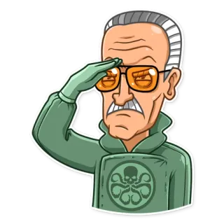 😕 Stan Lee Stan Lee, Marvel, salute, cartoon, comic, Hydra telegram sticker