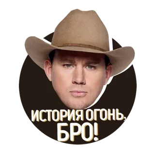 👍 ИСТОРИЯ ОГОНЬ, БРО! Hut, Gesicht, Mann, Aufkleber, Russisch, Cowboy telegram sticker