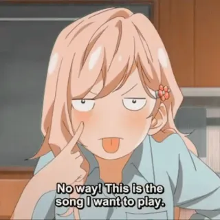 🎻 No way! This is the song I want to play. Аниме, Девушка, Выражение, Язык, Смешно telegram sticker