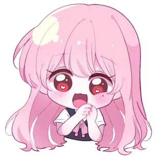 😍 cute, cartoon, pink hair, anime, kawaii, chibi whatsapp sticker