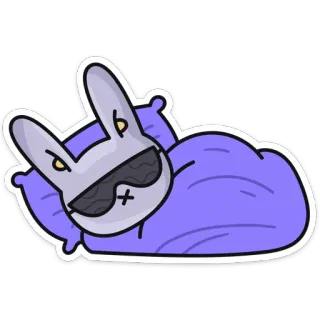 😴 coelho, desenho animado, animal, óculos, sono, fofo telegram sticker