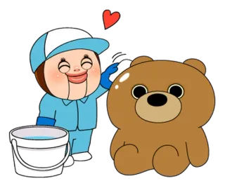🪣 czyszczenie, niedźwiedź, kreskówka, serce, słodkie, zdrowe telegram sticker