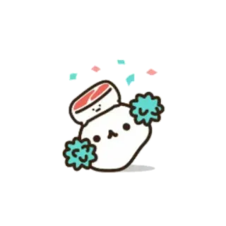 🍥 słodkie, kawaii, pies, pompon, sushi, zwierzę, naklejka telegram sticker