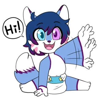 👋 Hi! cartoon, animal, furry, cute, fox, greeting telegram sticker