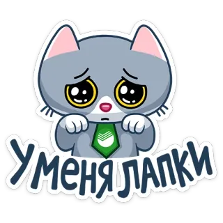 ☹ УМЕНЯ ЛАПКИ kot, smutny, słodki, zwierzę, naklejka telegram sticker