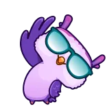 👋 burung hantu, kartun, kacamata, ungu, burung, stiker whatsapp sticker
