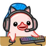 🎮 卡通, 角色, 游戏, 彩虹键盘, 耳机 telegram sticker