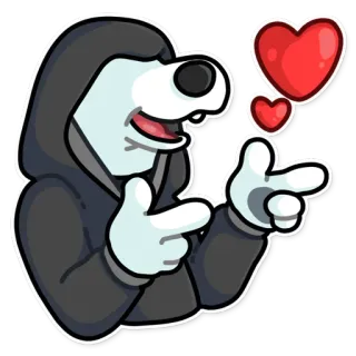 😘 การ์ตูน, เสื้อฮู้ด, หัวใจ, ความรัก, ตัวละคร, ชี้, สติกเกอร์ telegram sticker