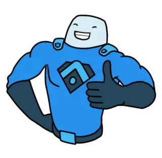 😀 Dessin animé, Super-héros, Pouce levé, Personnage, Bleu, Souriant, Amical whatsapp sticker