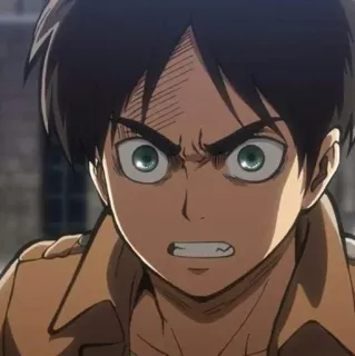 😡 Eren Yeager Attack on Titan Anime, Manga, Eren Jaeger, Ataque a los Titanes, enojado, expresión telegram sticker