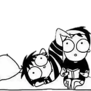 👫 Cartone animato, Anime, Illustrazione, Disegno, Fumetto, Bianco e nero telegram sticker
