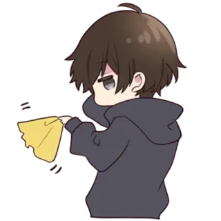✋ Anime, Chibi, Cartoon, Personnage, Nettoyage, Balayer, Manga telegram sticker