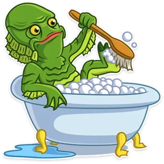 🛀 Creature from the Black Lagoon monster, horror, creature, bath, bubble bath telegram sticker