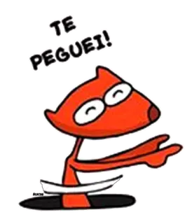 🌚 TE PEGUEI! dessin animé, renard, orange, amusant, animal, autocollant telegram sticker