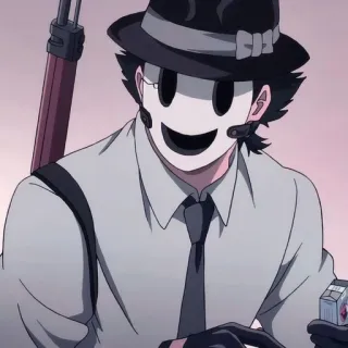 😳 アニメ, 銃, ライフル, キャラクター, マスク whatsapp sticker