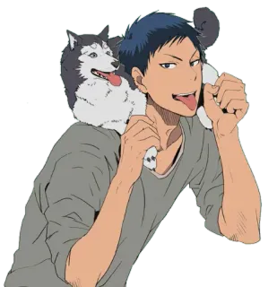 😜 Аниме, Собака, Хаски, Мужчина, Мультфильм, Дружелюбный telegram sticker