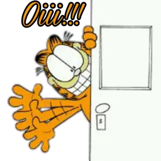 😊 Garfield Oiii!!! Garfield, desenho animado, gato, laranja, espiando telegram sticker
