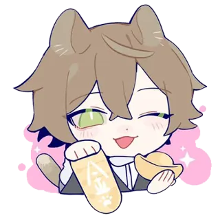 😉 anime, cat, lucky, gold, cute, kawaii telegram sticker