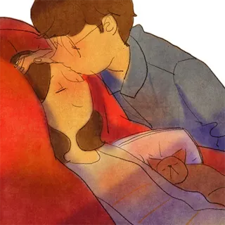 😴 пара, поцелуй, любовь, нежность, кот, спит, милый telegram sticker