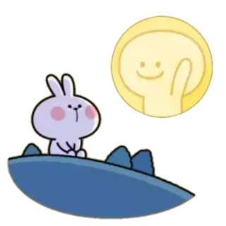 🌕 mignon, lapin, lapin, lune, dessin animé telegram sticker