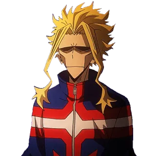 😑 All Might My Hero Academia anime, hero, weak, skinny, sad telegram sticker