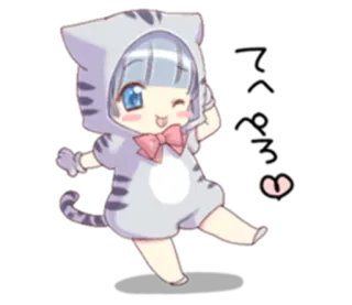 😜 kot, kociak, słodki, zwierzę, kawaii, chibi telegram sticker