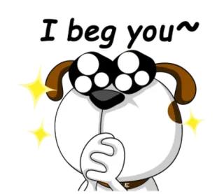 ✨ I beg you~ chien, mendier, demande, mignon, dessin animé, implorant, étincelle telegram sticker