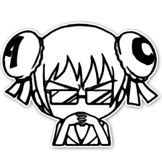 👓 Anime, Mädchen, Manga, Brille, Duttfrisur telegram sticker
