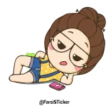 💨 @Fictionalize Mädchen, liegend, Brille, süß, gelangweilt, Cartoon telegram sticker