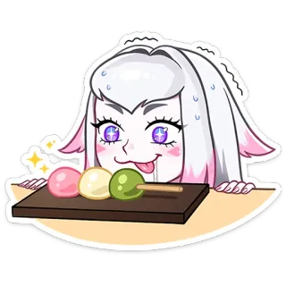 🍡 动漫, 可爱, 食物, 麻糬, 卡哇伊, 人物, 眼睛, 吃 telegram sticker