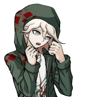 😳 Nagito Komaeda Danganronpa anime, video game, character, hoodie, blood, danganronpa telegram sticker