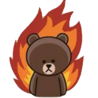 😡 медведь, огонь, горящий, мультик, пламя, злой, расстроенный telegram sticker