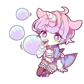 🧼 Anime, Einhorn, Süß, Chibi, Blase, Kawaii, Cartoon, Aufkleber telegram sticker