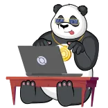 😋 팬더, 노트북, 안경, 동물, 만화, 컴퓨터, 멋진 telegram sticker