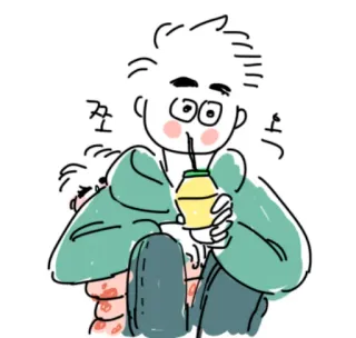 😶 쪽록 만화, 마시는, 사람, 음료 telegram sticker